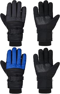 SATINIOR 2 Pair Kids Winter Gloves | Waterproof Winter Snow Gloves for Boys Girls, for Winter Outdoor Ski Snowboarding Cold Weather, Warm Cotton Plush Lining