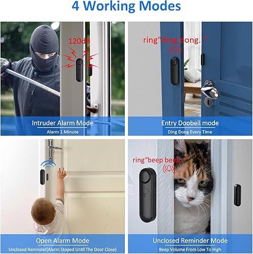 Miniatura 3 de Paquete de 5 alarmas de ventana para seguridad del hogar, 120 dB, sensor abierto de puerta y ventana para seguridad de los niños, seguridad en la