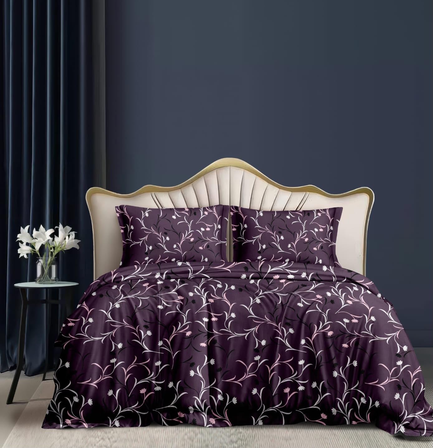 Fabnest Floral Print Comforter Set, Purple, Double Bed with 2 Pillow Covers | Floral design, Blue leaves , Includes pillowcases, Soft Fabric feel, Modern home decor-image-33