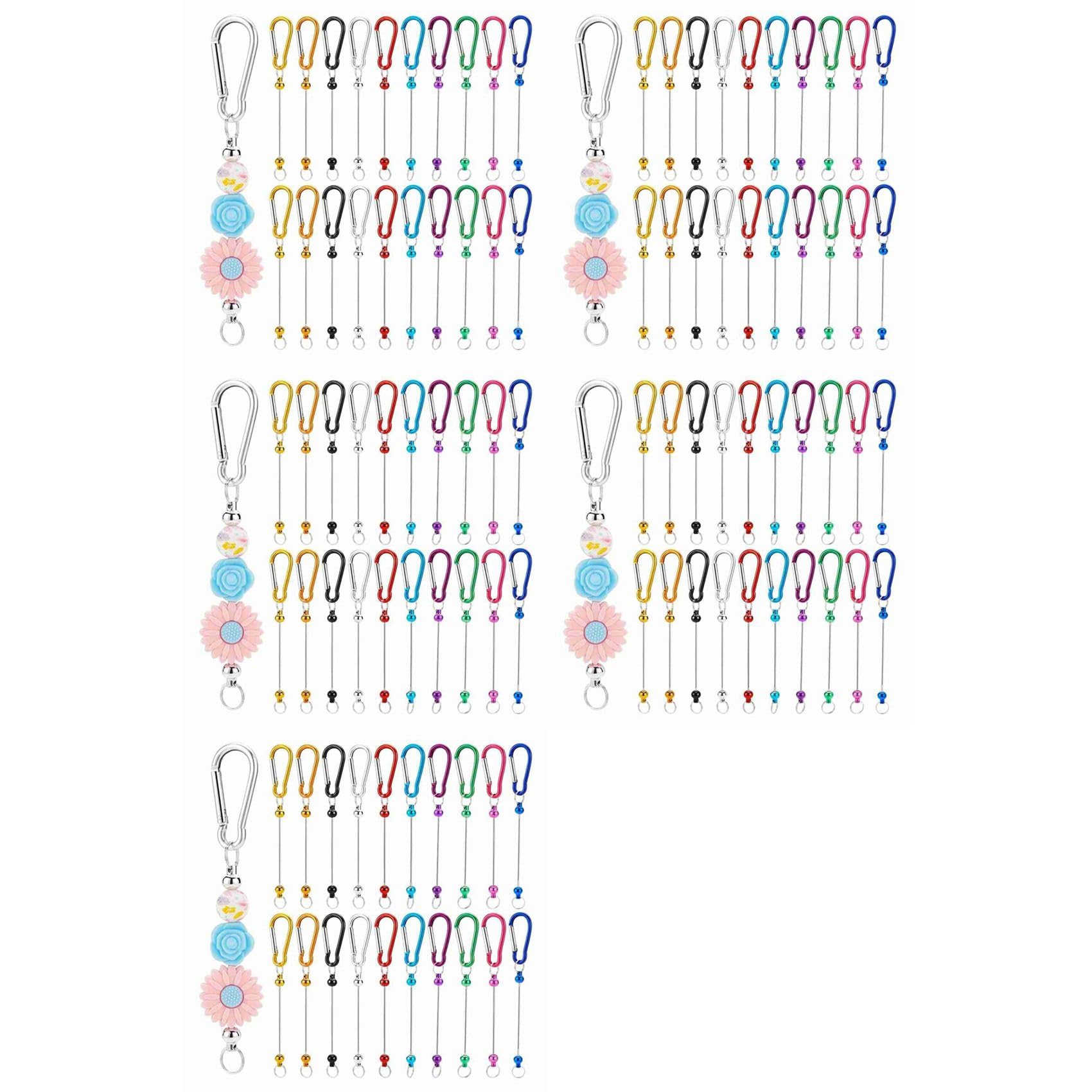 Vjsujehgy 100Pcs Beadable Keychain Bars,Colorful Blank Bead Keychain Bulk Metal Beadable Keychain Bars B