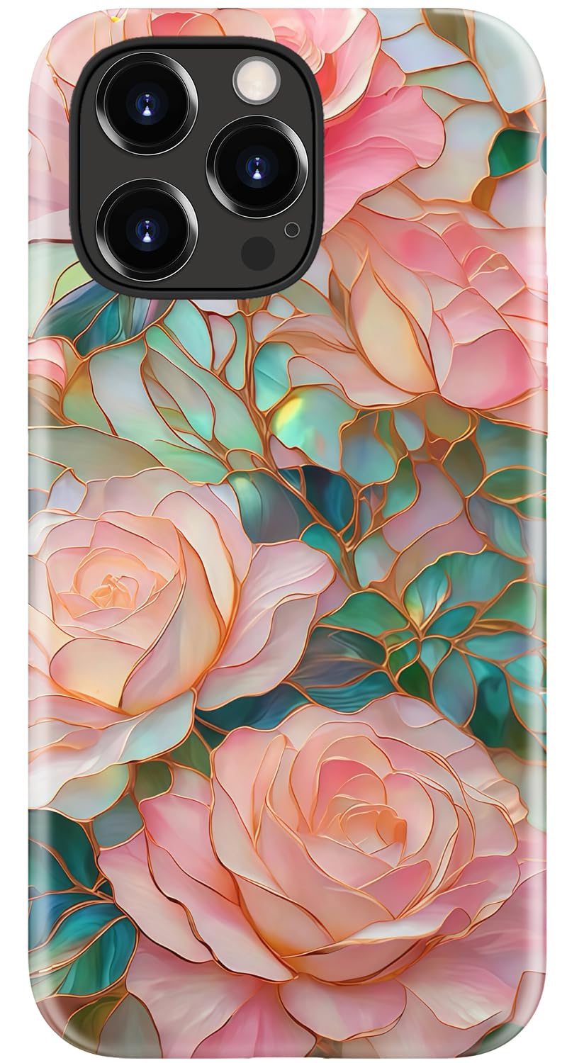 Goodon for iPhone 17 Pro Max Case Cute, Preppy Floral Design,Slim Silicone Protective Hard Cover, Wireless Charging Compatible Aesthetic Glossy Y2K Phone Cases for Women Girls, Marbled Floral Veins — view 25