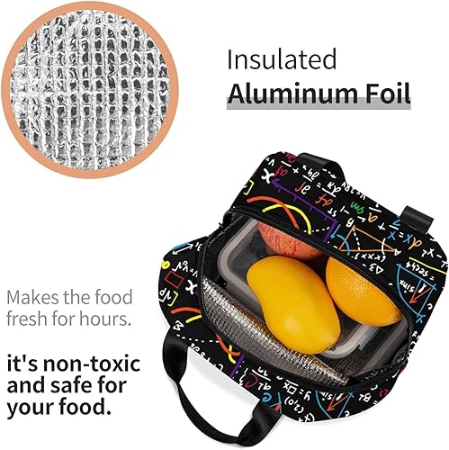 Miniatura 6 de Matemáticas fórmula impresión luz durable mantener caliente aislado fiambrera para mujeres y hombres, bolsa de mano para trabajo de oficina