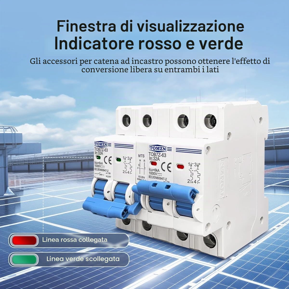 Interruttore Magnetotermico Interruttore Automatico di trasferimento Manuale a Doppia Alimentazione MTS 2P Plus DC MCB(63A)