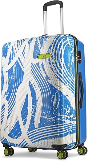 Skybags ABS Stroke Large Size Hardshell Luggage (75 Cm) | Printed Luggage 4 Wheel Inline Trolley Bag with 8 Wheels and in-Built Combination Lock | Unisex, Blue