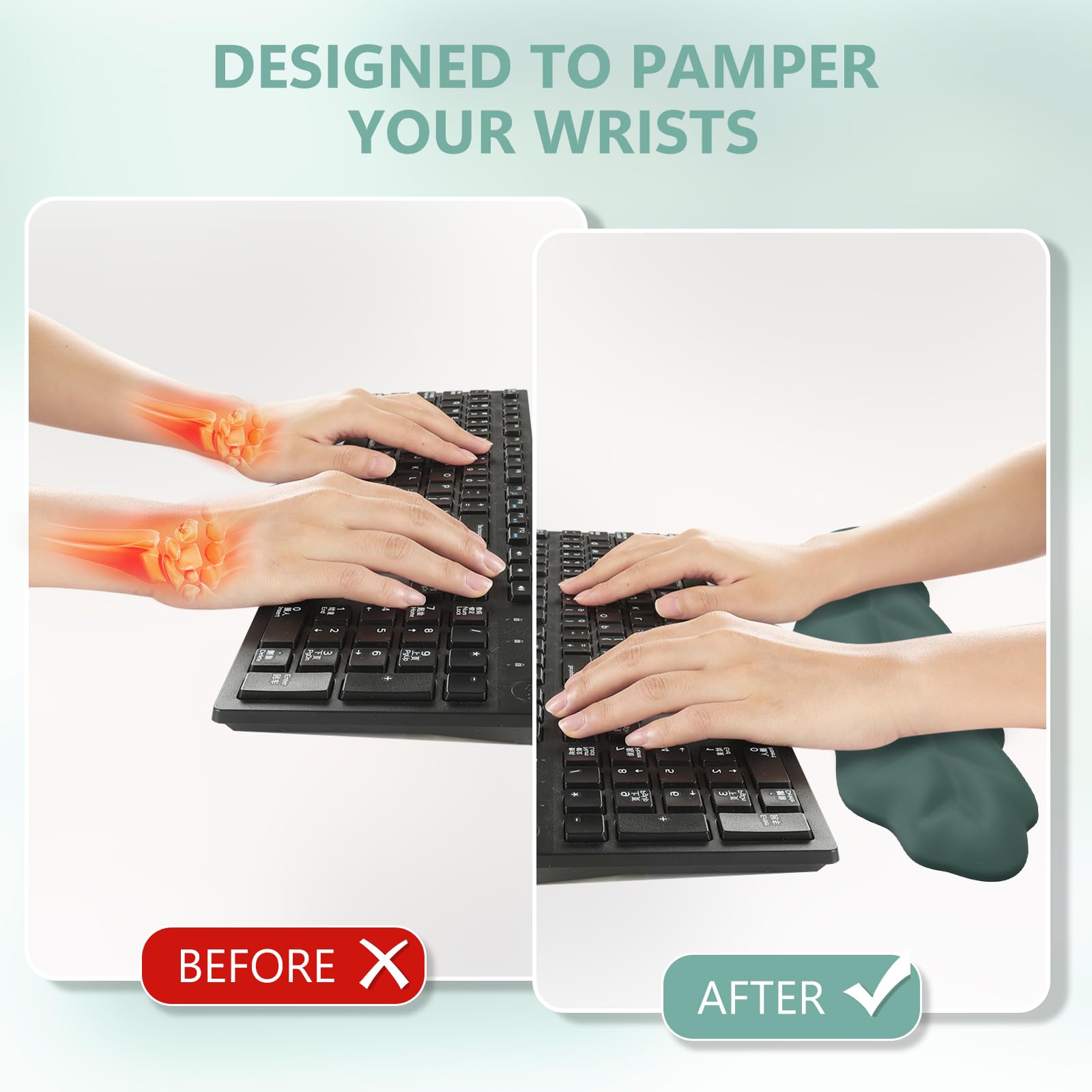 iCasso Keyboard Wrist Rest Set, Ergonomic Memory Foam
