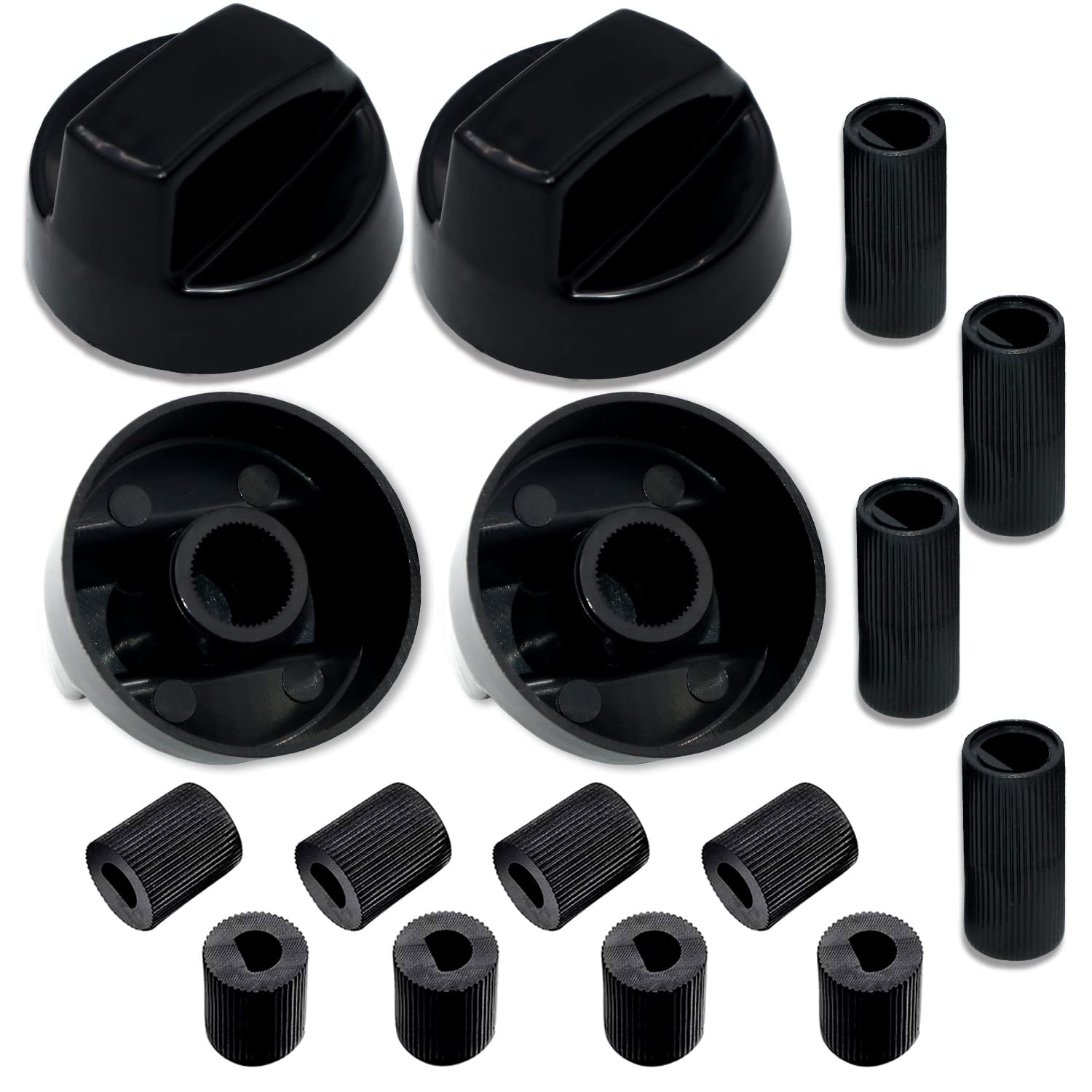 AMI PARTS Black Oven Control Switch Knob with 12 Adapters for Oven
