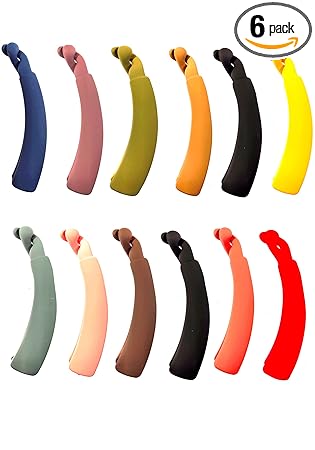 Soika Banana Clip Matt Finish Multi Color Pack of 6