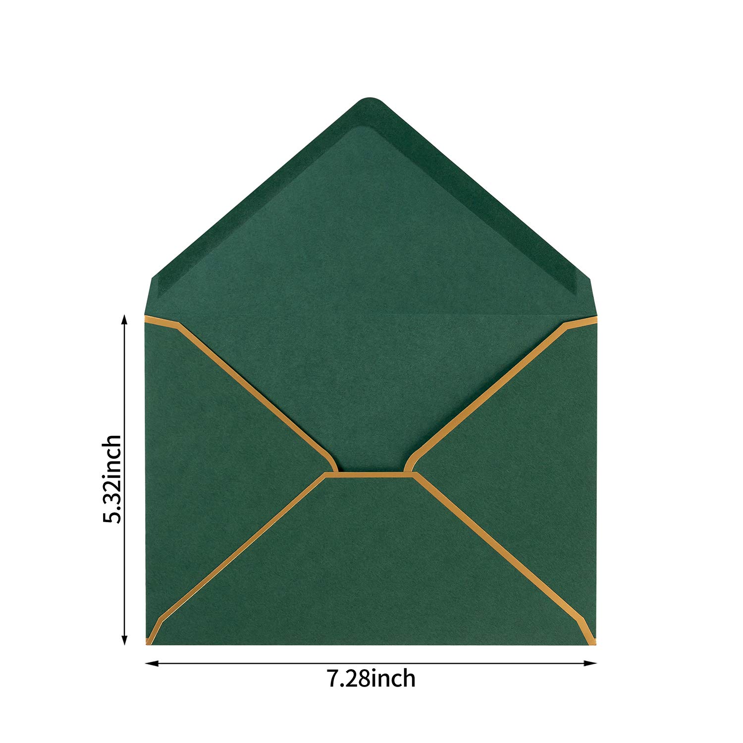 100 sztuk kopert A7 15 x 18 ciemnozielone złote obramowanie 13 x 18 cm