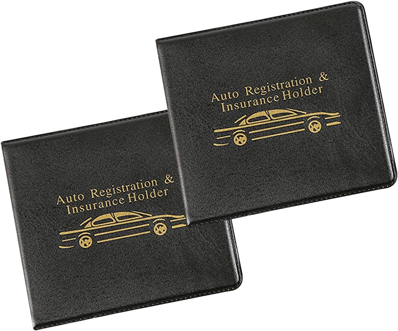 2 PCS Car Card Case, Large Capacity PU Protector for Driver's License Registration Insurance Card, Short-style Foldable Document with Closed Velcro, Fashion Storage Accessory (Black & Yellow)