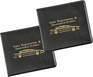 2 PCS Car Card Case, Large Capacity PU Protector for Driver's License Registration Insurance Card, Short-style Foldable Document with Closed Velcro, Fashion Storage Accessory (Black & Yellow)