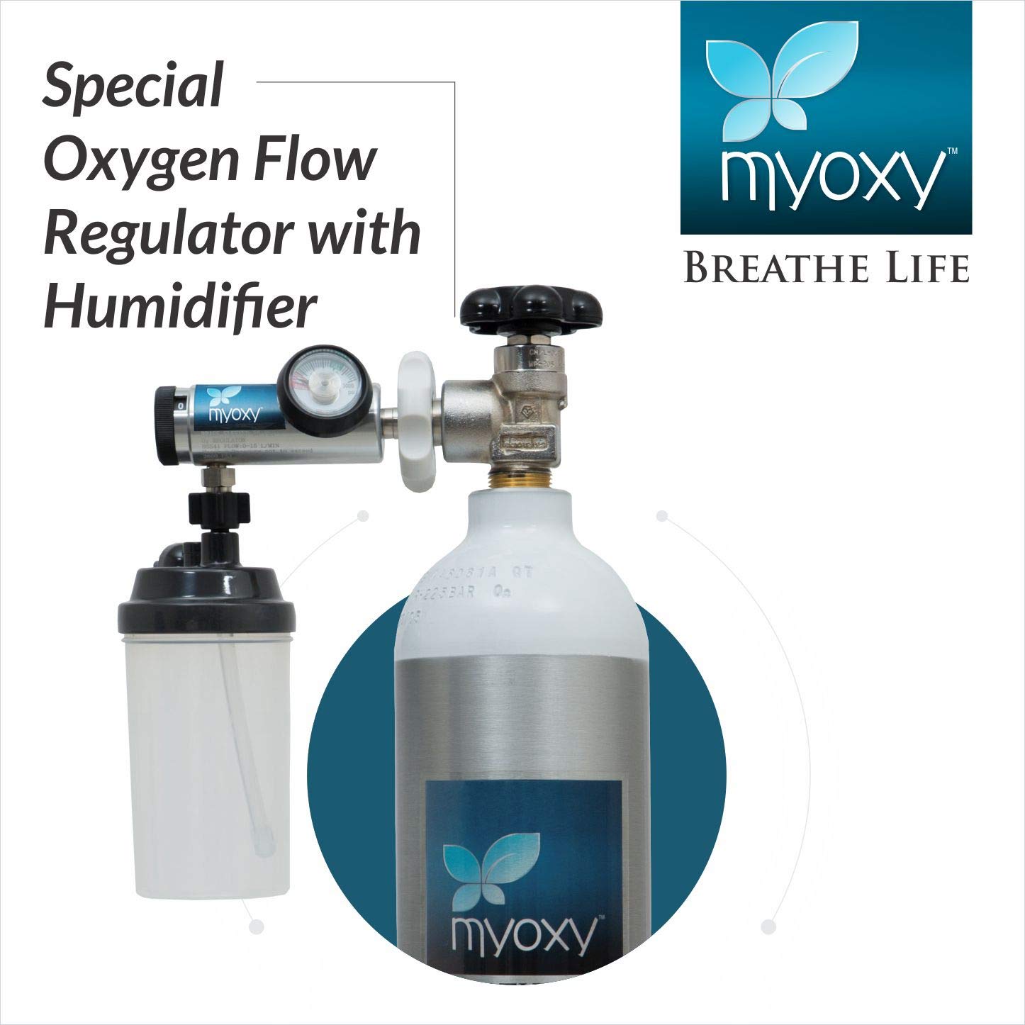 Myoxy light weightable oxygen cylinders for home patients with regulator and trolley (1500 liters). Myoxy light weightable oxygen cylinders for home patients with regulator and trolley (1500 liters).
