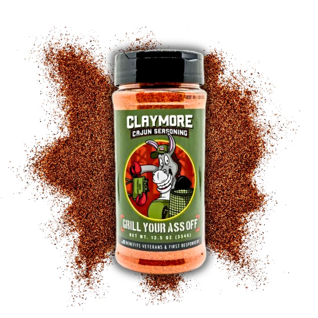Grill Your As* Off Claymore Cajun Seasoning – 12.5oz Spicy Blend for Meats & Seafood – MSG & Gluten Free – USA Made & Veteran Owned