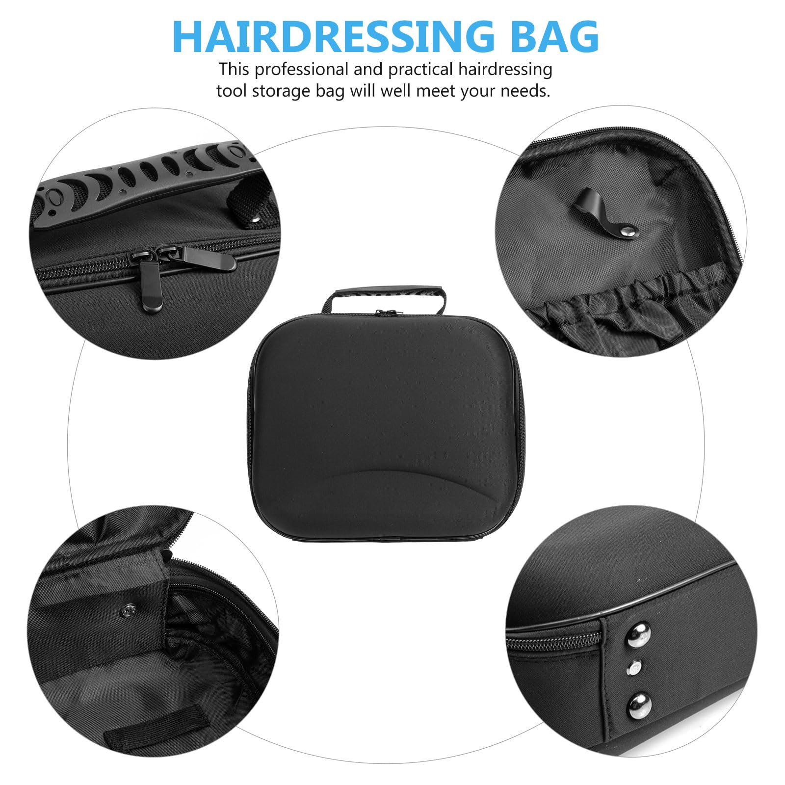 Tragbare Haartrocknertasche und Clips Organizer mit Sicherer Aufbewahrung aus Eva in Schwarz für Friseurwerkzeuge für Friseurbedarf im Haarsalon und Unterwegs