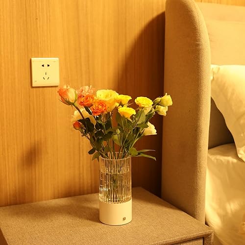 Miniatura 7 de Lámpara de mesa bohemia, lámpara de mesa de cristal con 3 modos de iluminación, control de botón, inalámbrico, decorativa, LED, lámpara de lado para