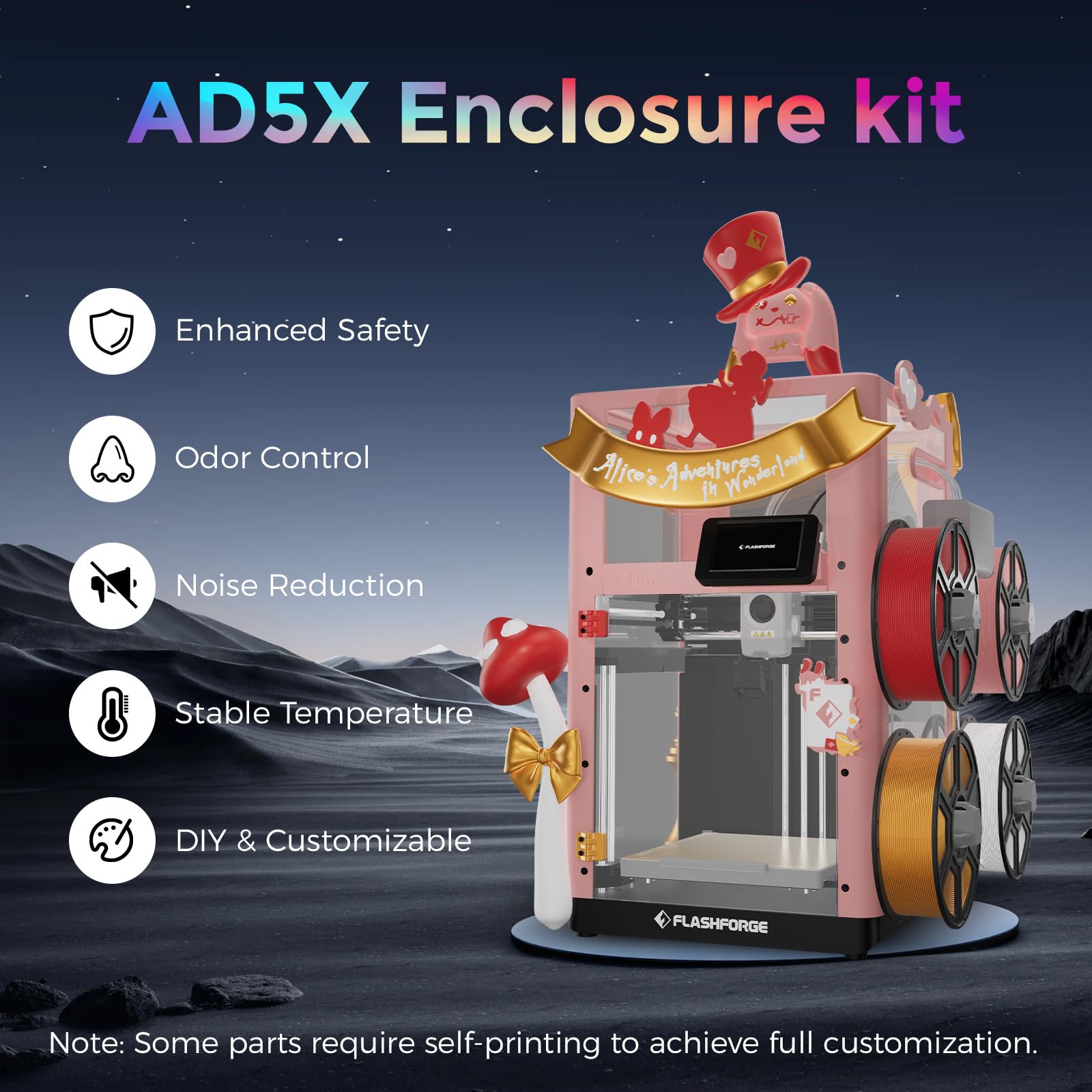 FLASHFORGE Adventurer 5X Kit boîtier, pièces d'imprimante 3D pour AD5X, bricolage et personnalisable, conception modulaire avec pièces imprimables pour une personnalisation complète