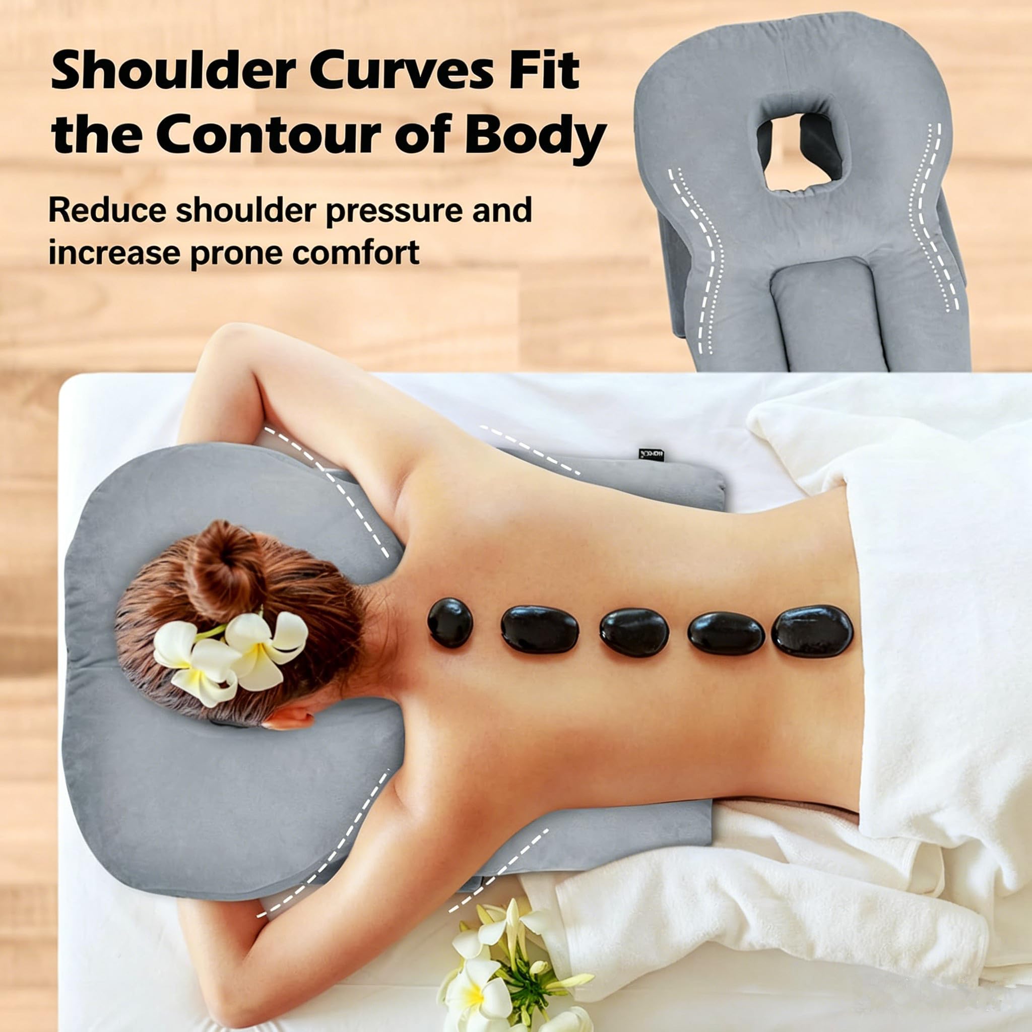 Gesichts-Down-Kissen mit Loch,Verstellbares Bauchschläferkissen & Gesichtskissen nach Augen-OP,Massage Kopfstütze für Bett Memorys-Schaum für Massageliege,Salons,Schreibtische,Tische