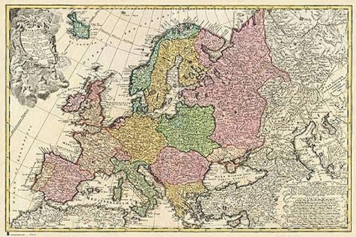 POSTER STOP ONLINE Mapa antiguo de Europa - Mapa Antiguo de Europa - Pósterimpresión (versión en español) (tamaño 36" x 24")