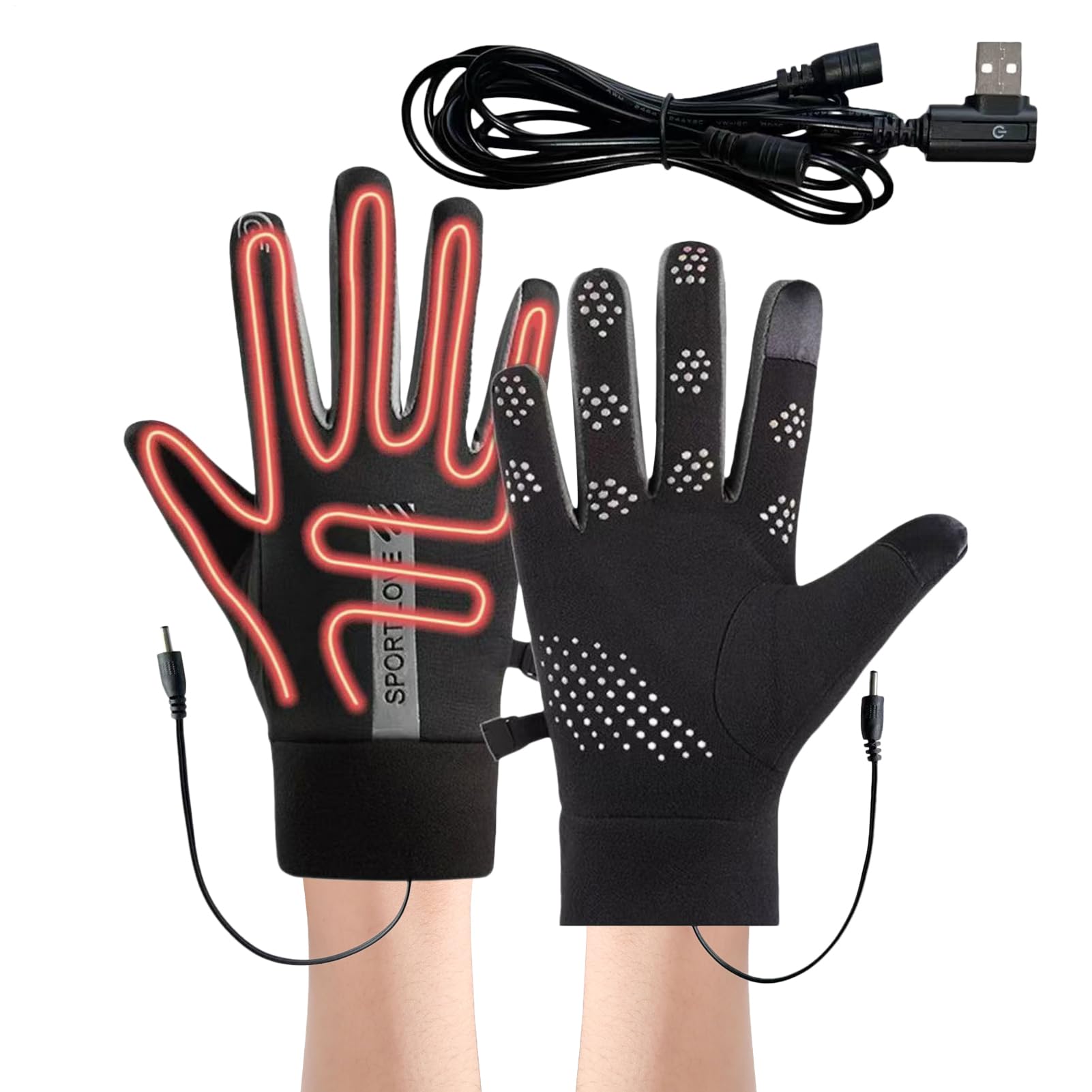 Gants chauffants électriques avec 3 modes réglables alimentés USB - 8
