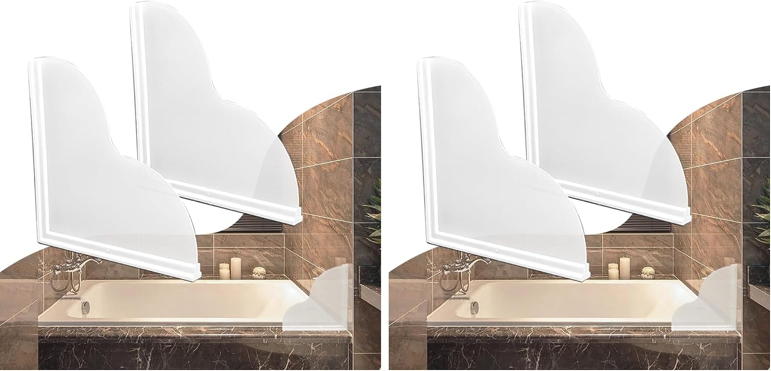 Spidfee Shower Splash Guard Kit, Large Splash Guards for Bathtub Waterproof Self-Adhesive Shower Corner Guards to Keep Water in Shower or Bath, Pack of 2 (9.25 x 9.25 inches)