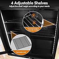 Vista 9 de Back Bar Cooler Undercounter Beverage Refrigerator with Glass Door, Commercial Display Fridge for Beer Drink Soda with Temperature Control, 7.2Cu.