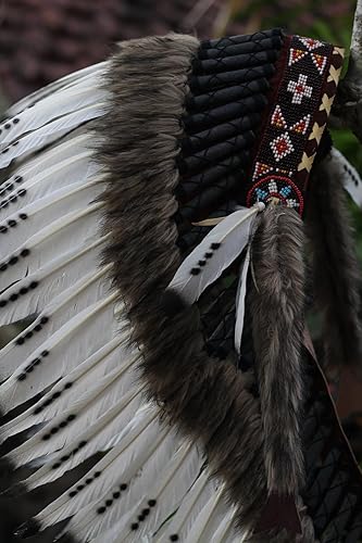 Miniatura 5 de The World of Feathers Tocado de plumas estilo nativo americano, hecho a mano para festivales y disfraces