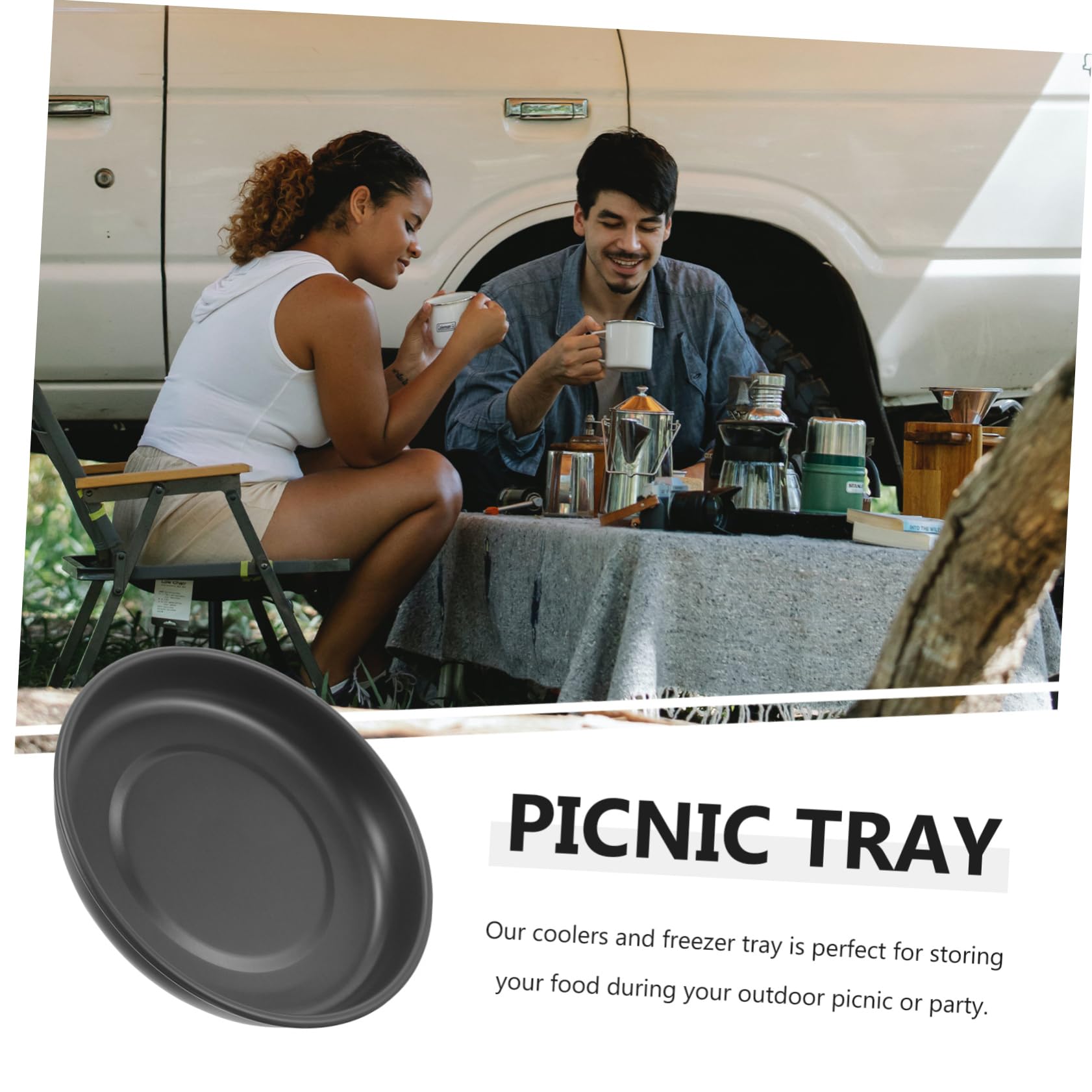 BESPORTBLE Portable Snack Tray for Outdoor Picnics Multi-Function Cooling Display Tray for Parties Bbqs and Special Occasions Lightweight Convenient Food Serving Platter