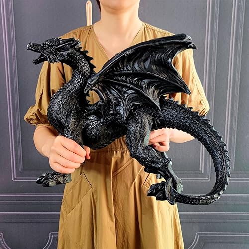 Miniatura 3 de Estatua de dragón alado gótico medieval gótico medieval de gran tamaño, estatua de dragón alado, decoración de fantasía, decoración de mesa de