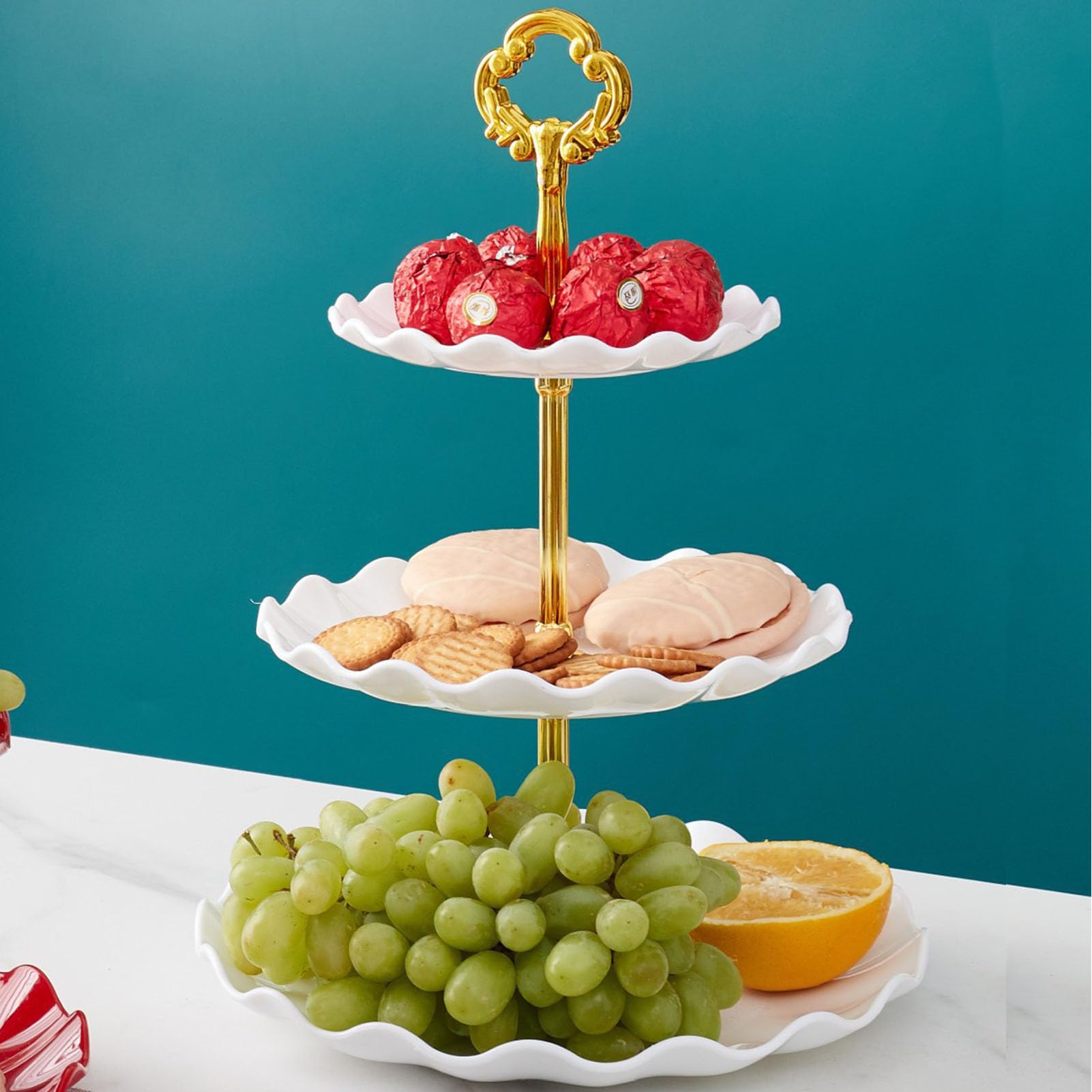 Présentoir 3 Niveaux à Fruits Ou Cupcakes – Support Multifonction Mariage, Fête, Restaurant – Facile à Monter