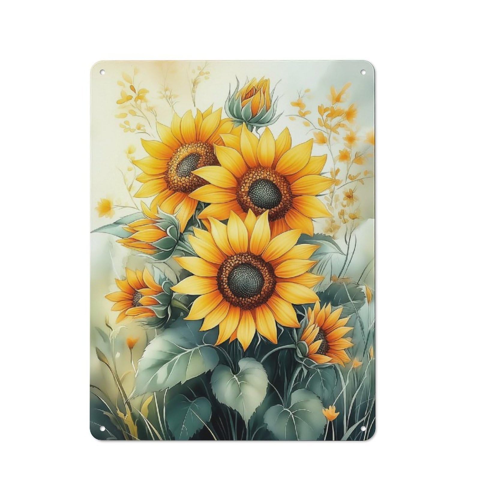Watercolor Sunflower Bouquet Printed Metal Sign for Pet Owners, Birthday, Christmas Or Housewarming Gift, 40x30cm
