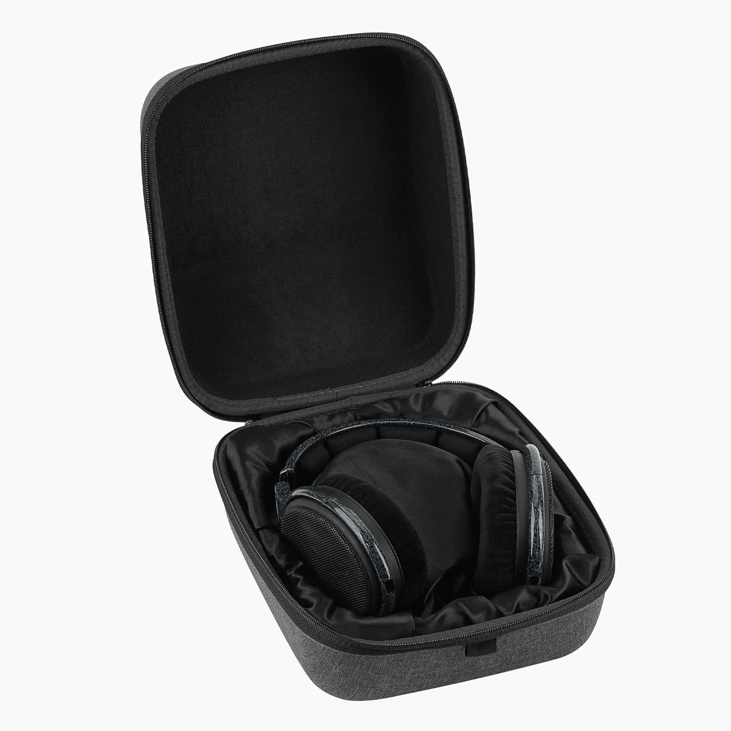 Geekria Shield Case for Large-Sized Over-Ear Headphones, Compatible with Sennheiser HD 660s, HD 599 SE, Replacement Protective Hard Shell Travel Carrying Bag with Cable Storage (Dark Grey)