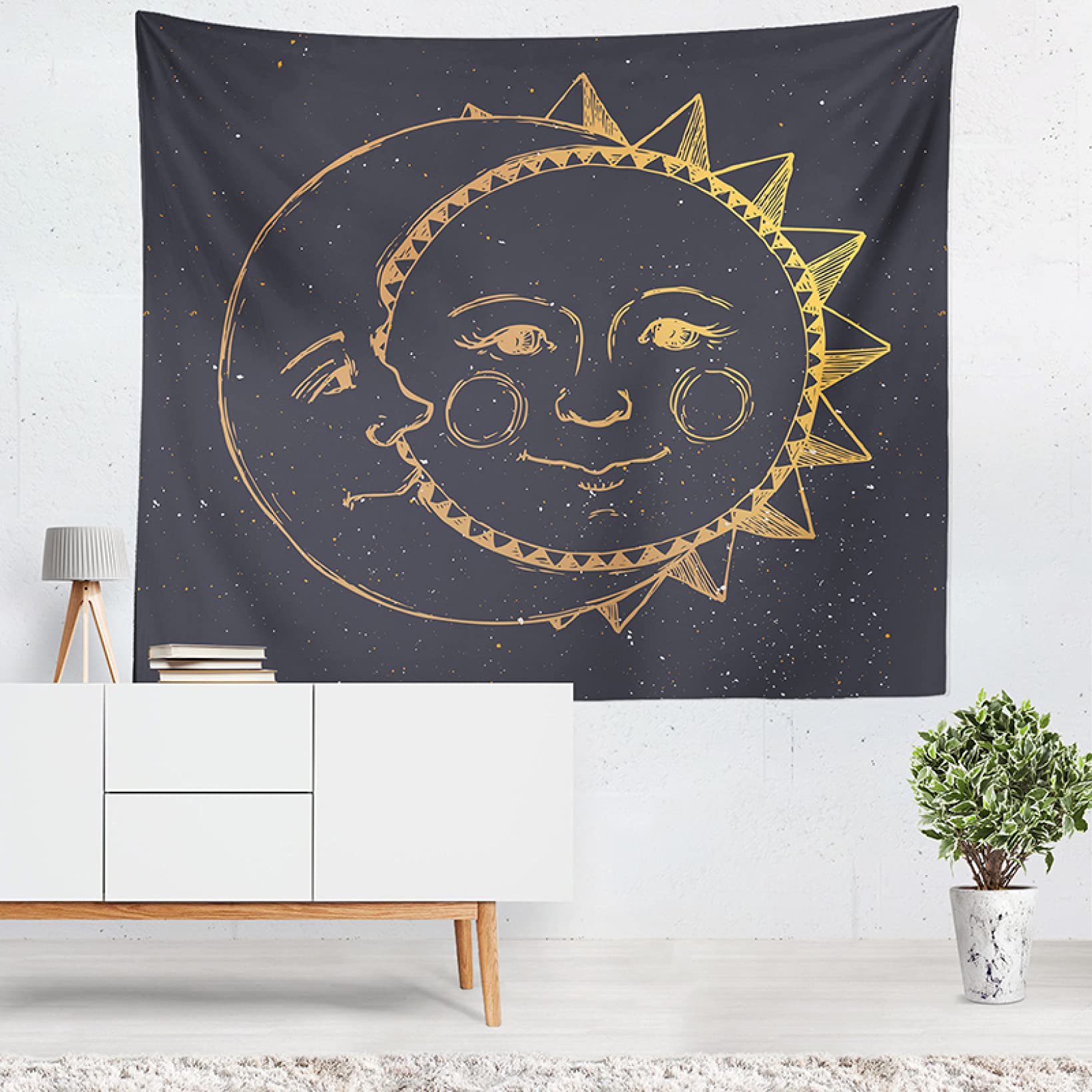 月と太陽タペストリー エスニック 壁掛けインテリア アジアン雑貨 神秘