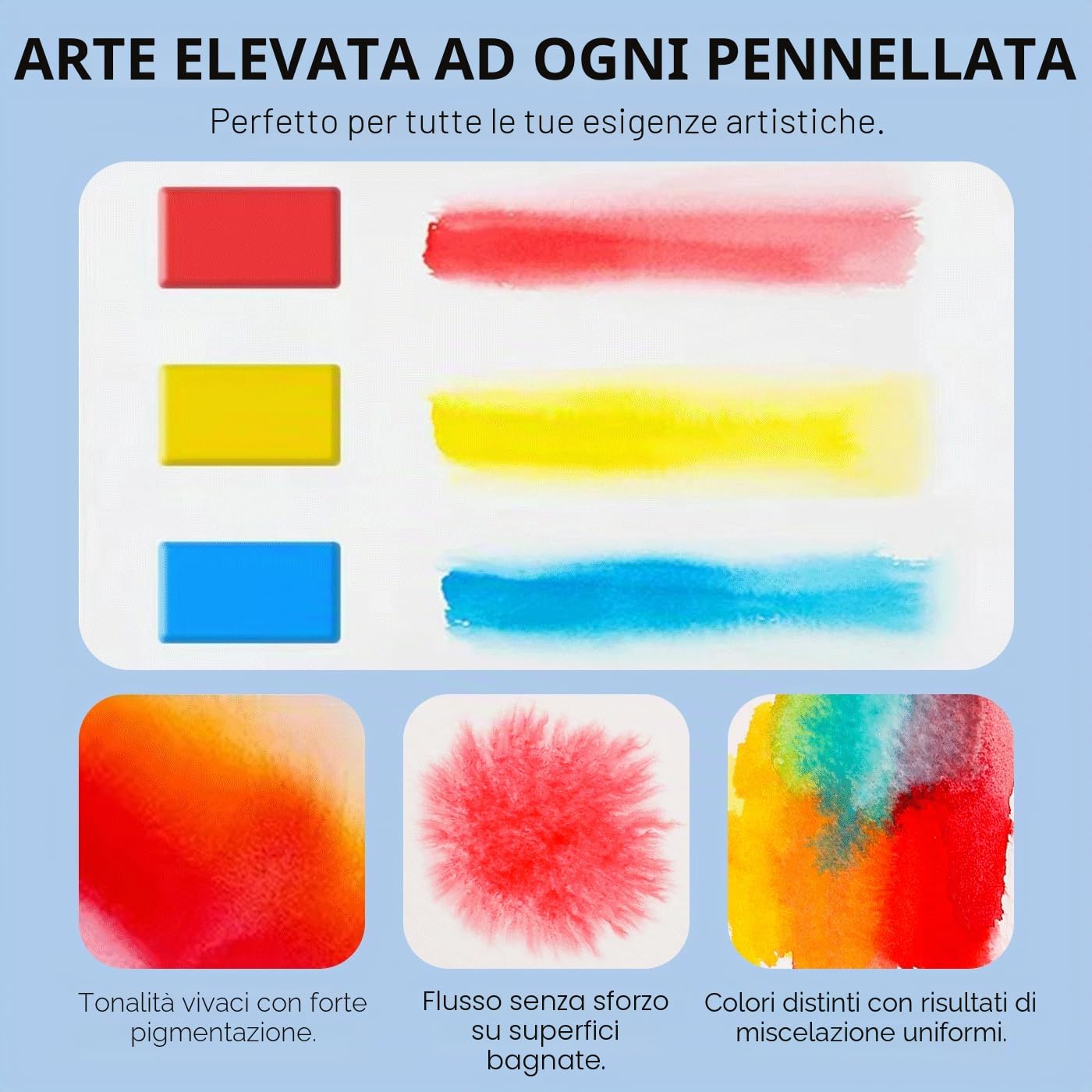 Grabie set di acquerelli portatile 56 colori con pennello e tavolozza | Pennello ad acqua, tavolozza integrata e spugna removibile, set compatto per schizzi, journaling e pittura