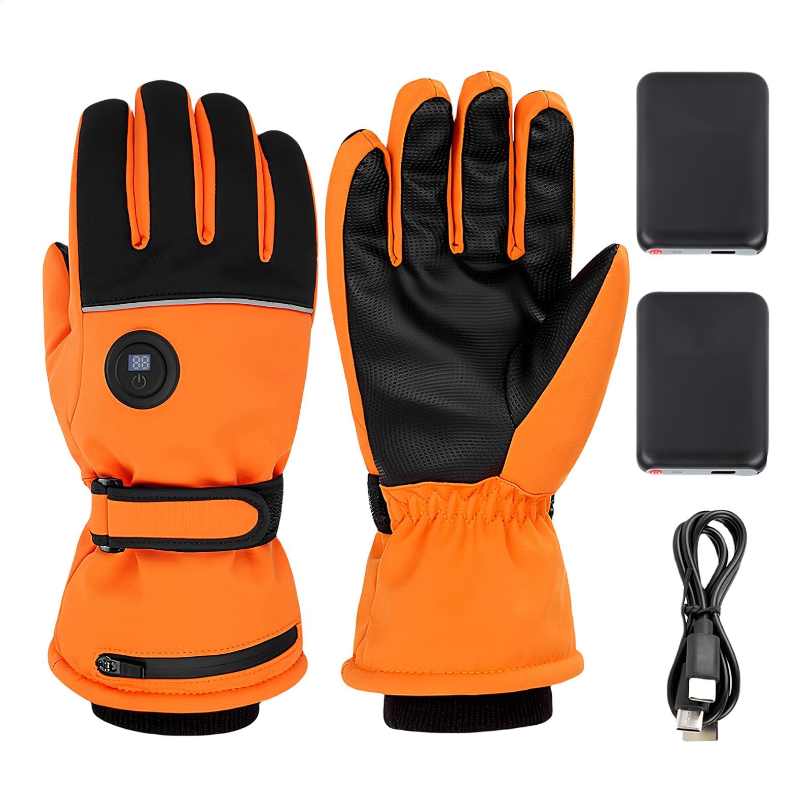 Guantes De Moto Térmicos,Guantes Térmicos para Hombres Guantes de esquí | Guantes para correr con calefacción, reflectantes, recargables, impermeables, con pantalla táctil, para conducir,