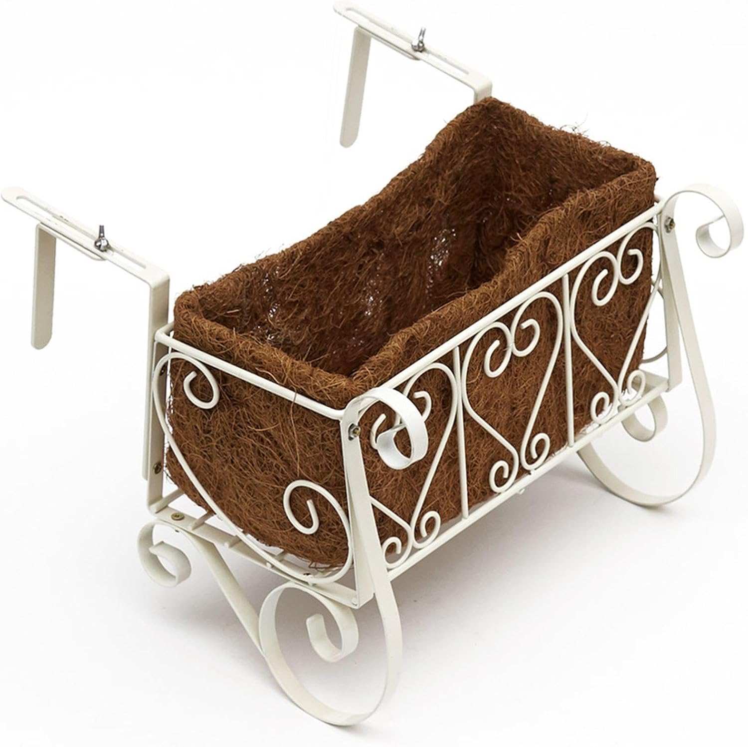 The Lakeside Collection Decorative Rail or Fence Planters - Antique White