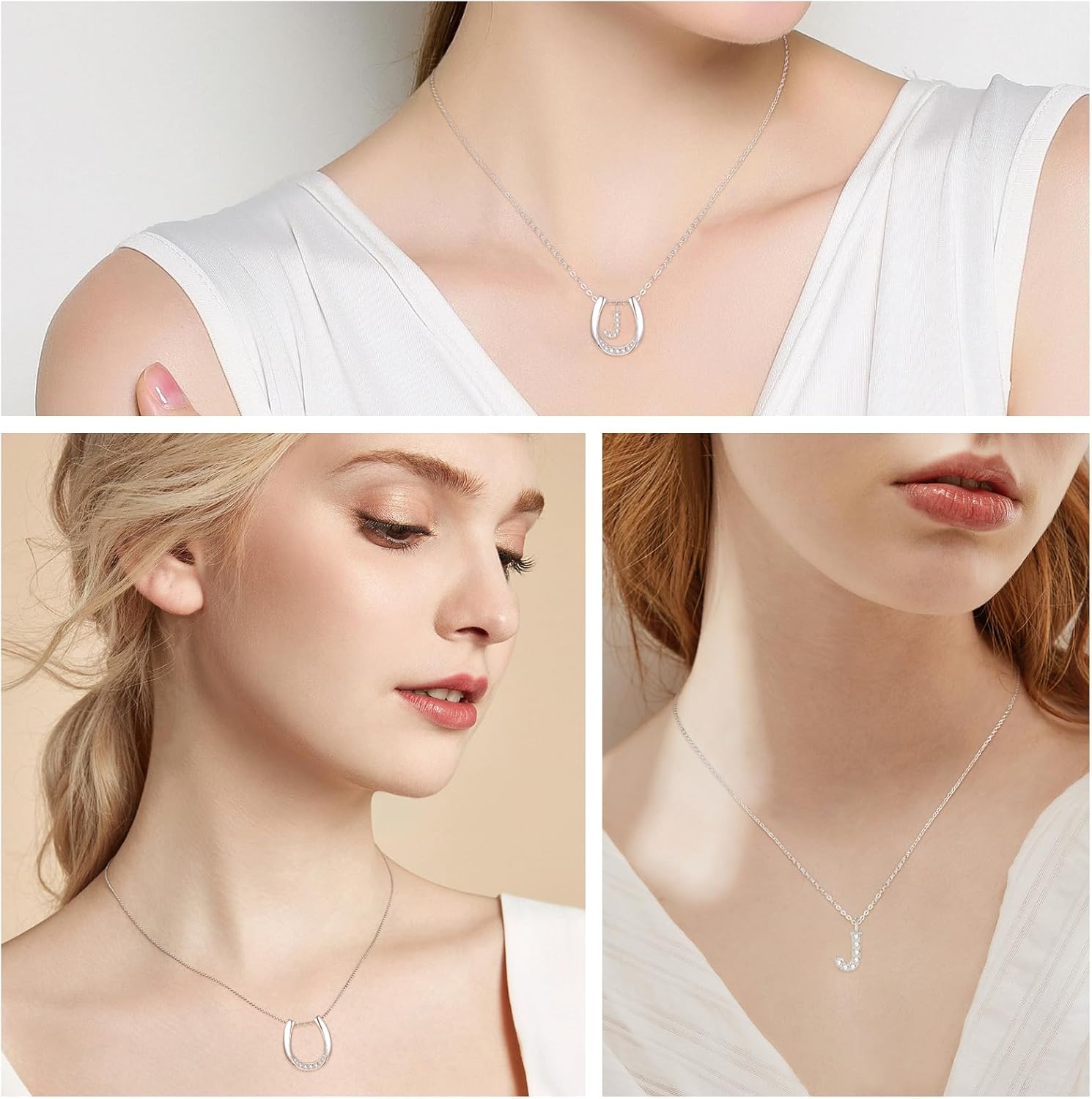 AENEAS Lucky Horseshoe Initial Necklace Sterling Silver Letter Pendant Horseshoe Jewelry Gift For Women - Image 5
