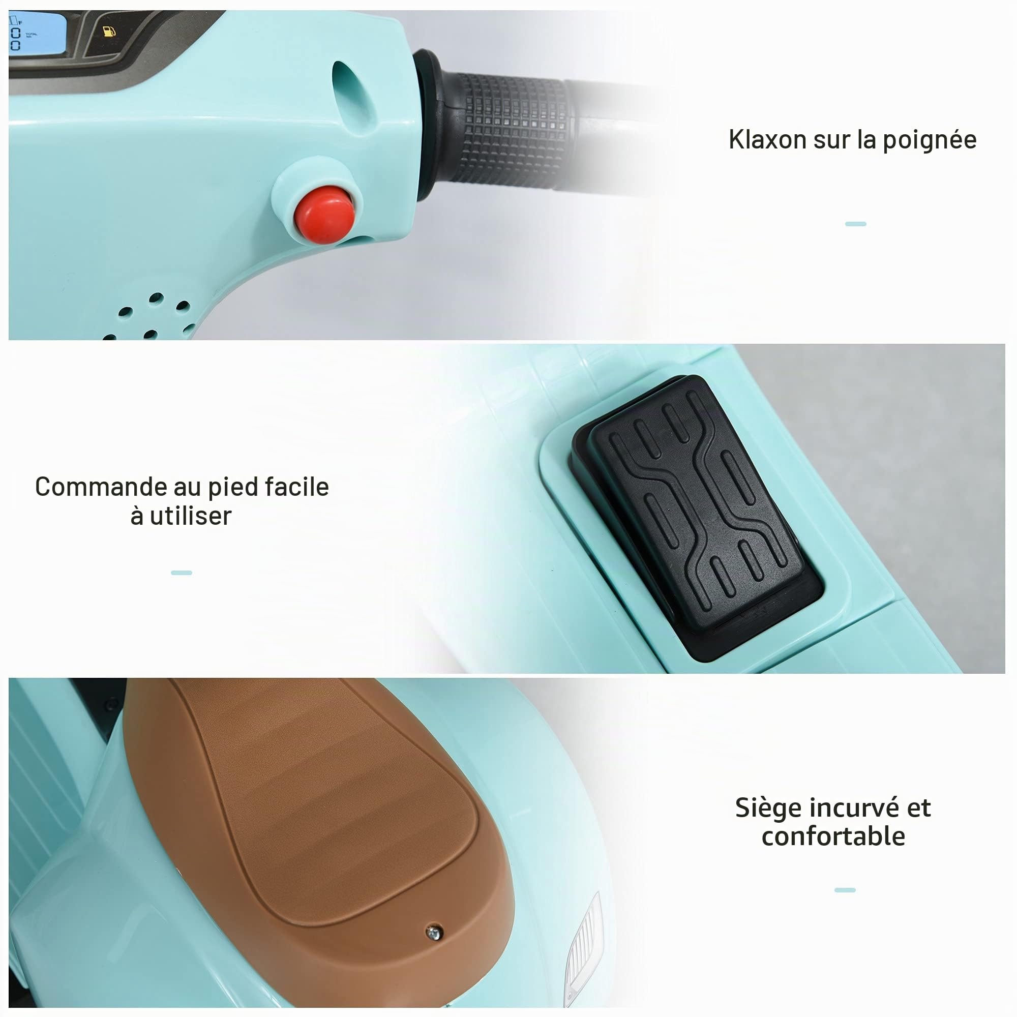 HOMCOM Moto électrique Enfant avec lumière LED et Son 18-36 Mois Vert