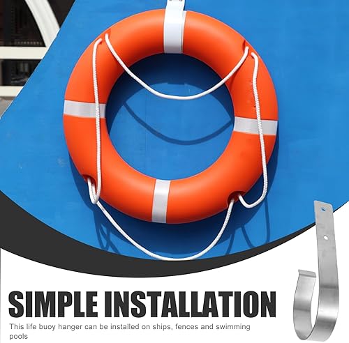 Miniatura 9 de YARNOW Soporte de boya de anillo de acero inoxidable, soporte de herradura marina, soporte de anillo de vida para boya salvavidas, gancho grande en