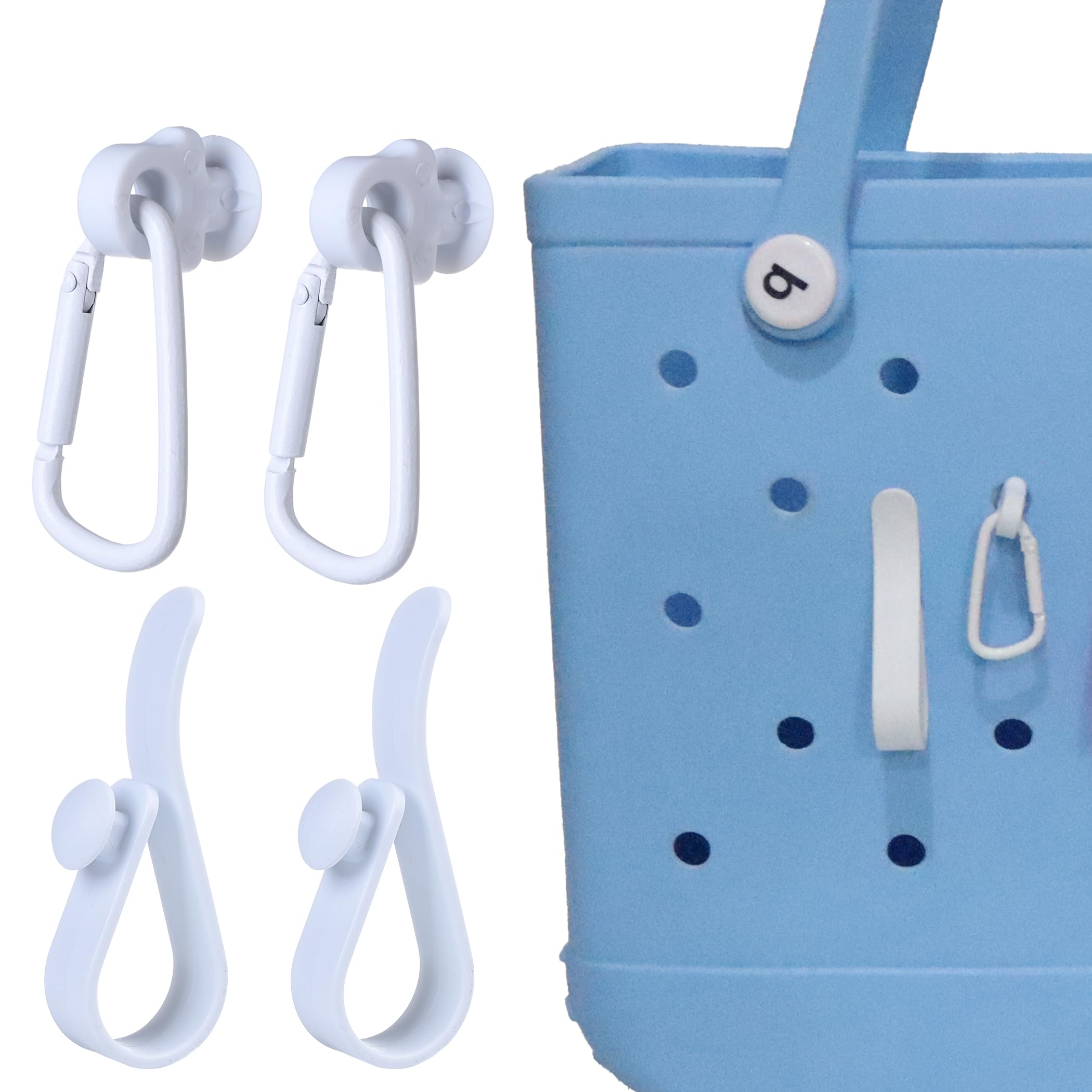 4Pcs Key Holder Set Charms for Bogg Bag,Insert Carabiners & Keychain Holders for Small & Large Beach Bags