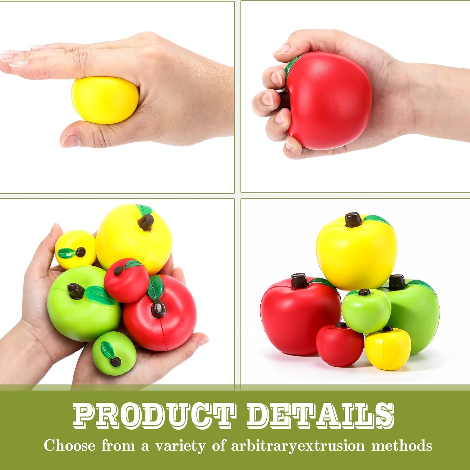 Meooeck 36 Pcs Fruit Stress Ball Bulk Back to School Gifts for Students Red Green Yellow Fruit Anxiety Relief Stress Balls Soft Foam Toys Finger Exercise(2 Inch ,2.8 Inch,Classics)