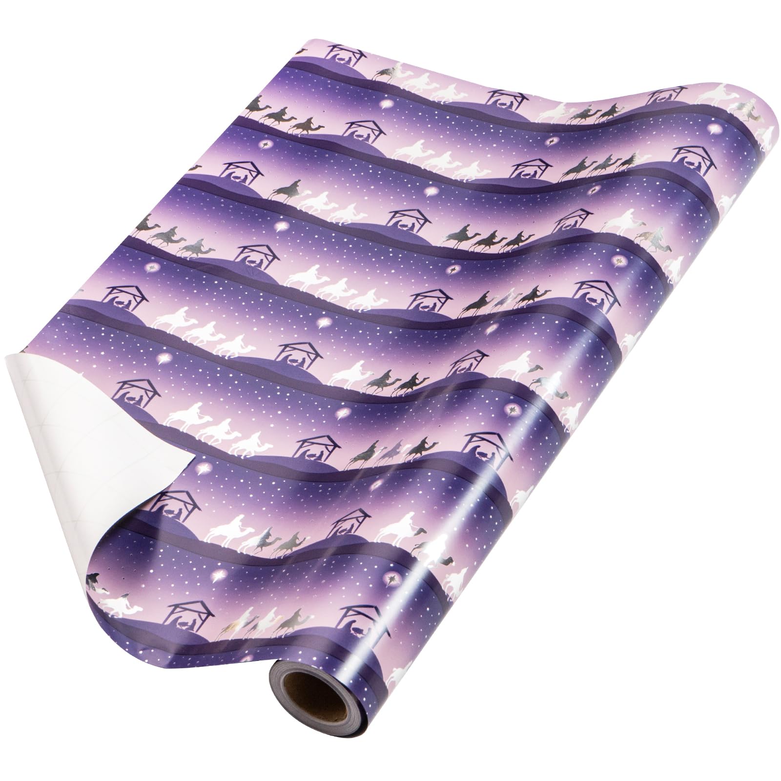 RUSPEPA Christmas Wrapping Paper, Jumbo Roll Wrapping Paper - Purple Silver Design - 43.2 cm x 10 m