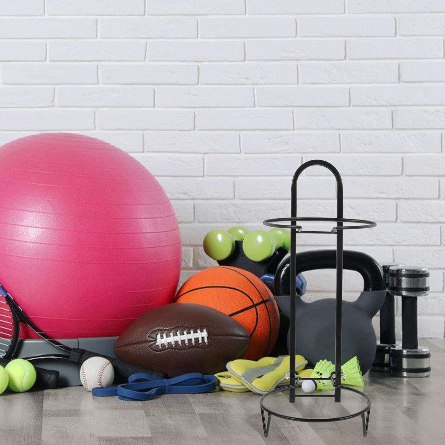 Mikinona Cube Ball Storage Rack Freestanding Sports Organizer for Basketball Football Volleyball Garage Indoor Use Stable Vertical Ball Holder with Easy Accessibility