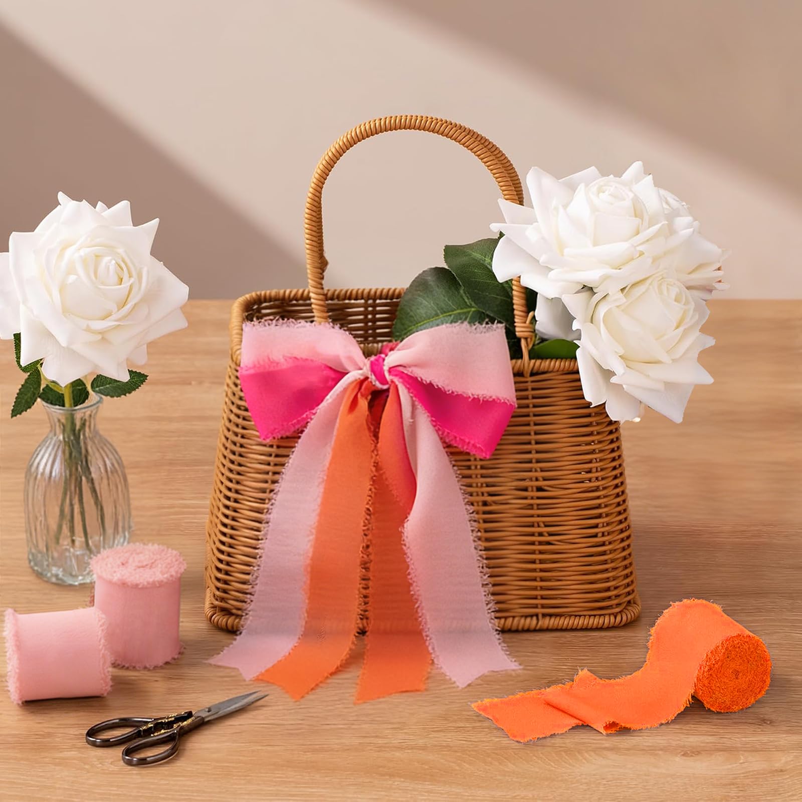 Amazon.com: FYSUIMU Hot Pink Orange and Pink Chiffon Ribbon Set 3