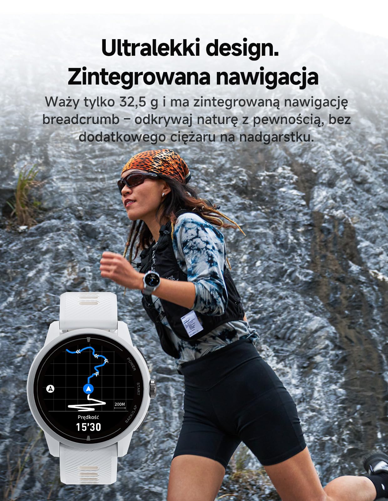 iGPSPORT VeRun Ultralekki Smartwatch do Biegania, AMOLED 1,32", GPS Dwuczęstotliwościowy, 14 Dni Pracy Baterii, Nawigacja Offline,Czarny