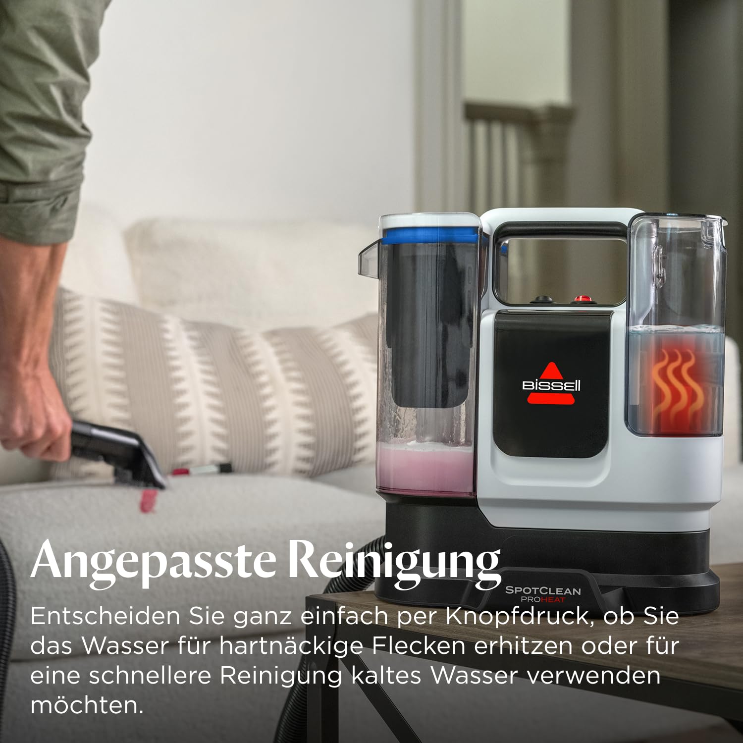 BISSELL SpotClean ProHeat Advanced Teppichreiniger und Polsterreiniger Gerät, Nasssauger und Waschsauger, 1125W Motor, kompakte Multiflächenreinigung, leistungsstark gegen Flecken, mit Kabel, 3924N
