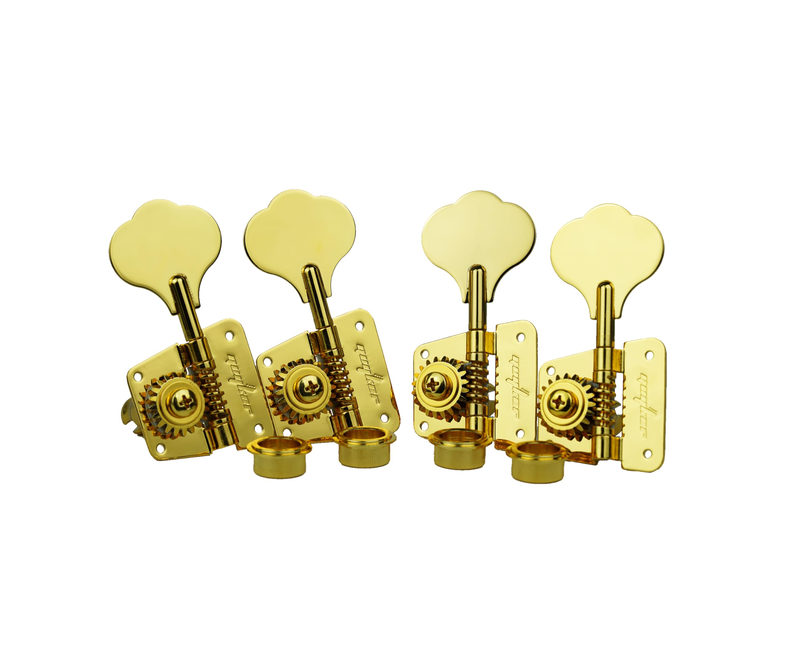Guyker Tunery basowe (4 po lewej stronie) – współczynnik 1:20 Open Gear Tuning Key Pegs zamiennik głowicy maszyny do elektrycznej gitary jazzowej gitary basowej lub instrumentów precyzyjnych - GK530
