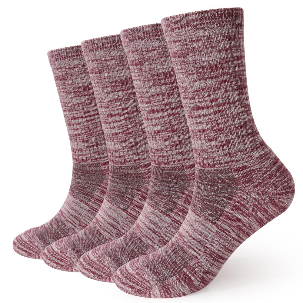 EnerWear 4 Pack Women's Merino Wool Outdoor Hiking Trail Crew Sock