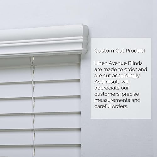 Miniatura 6 de Linen Avenue Persiana personalizable de madera sintética inalámbrica, color blanco, de 24 a 29 pulgadas de ancho x 44 pulgadas de alto, montaje