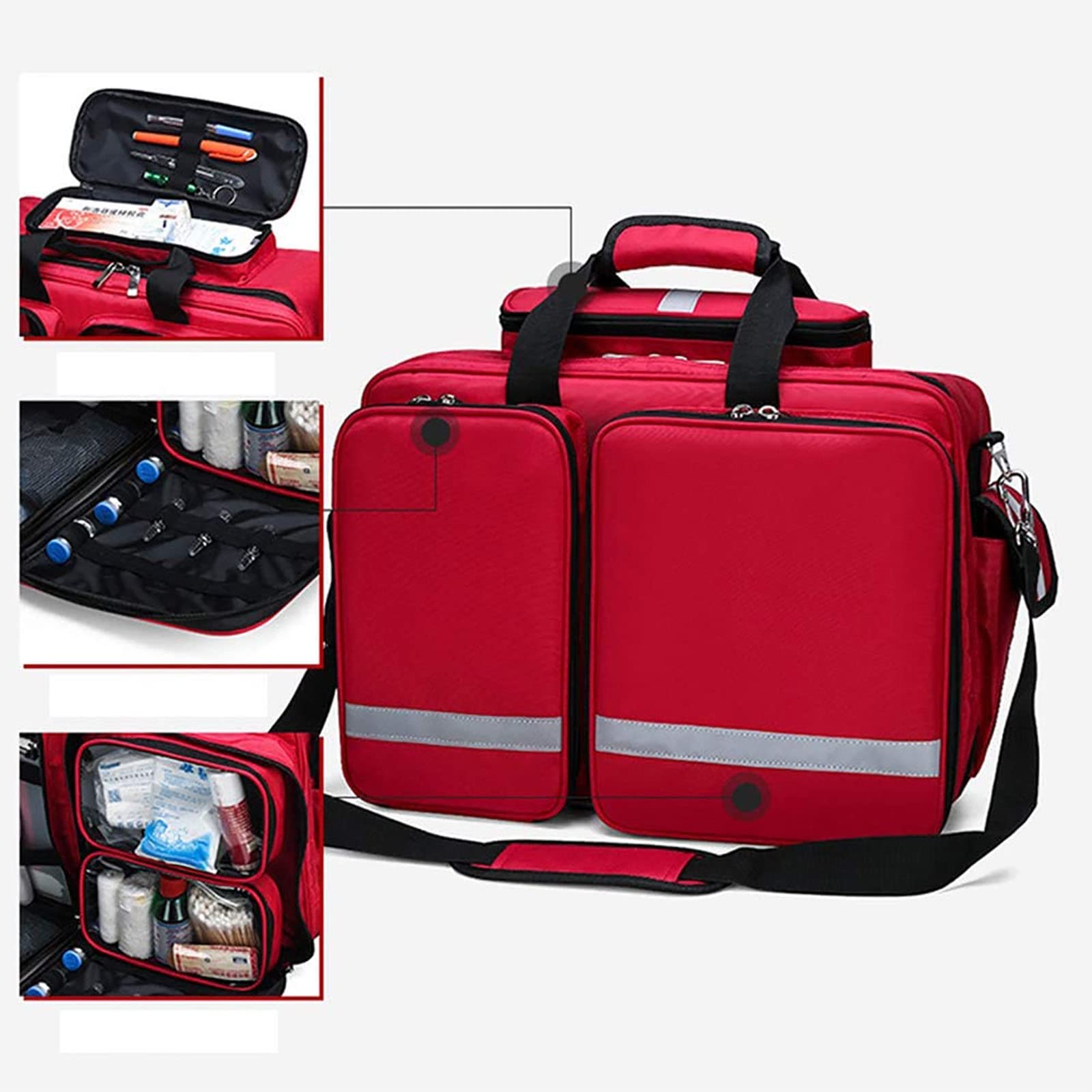 Kit De Primeros Auxilios Compacto Kit De Supervivencia para Trauma De Emergencia con Compartimentos Etiquetados, Kit De Rescate De Emergencia Impermeable Al Aire Libre De Gran Capacidad