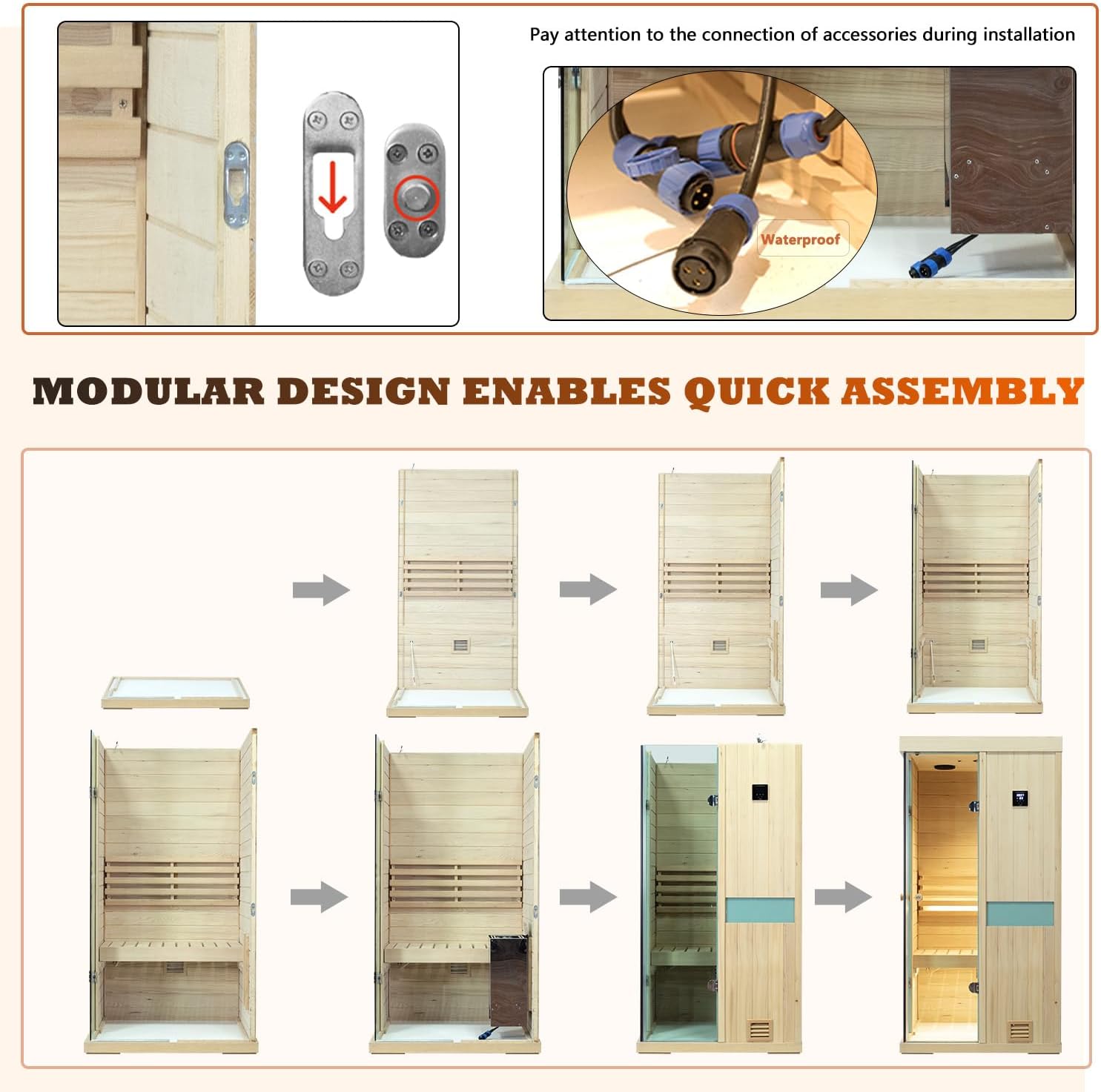 LTCCDSS 1 Person Traditional Steam Sauna Room, Hemlock Wooden Indoor Steam Saunas for Home with 240V, Low EMF 2.5KW Steam Sauna Heater, Sauna Stone, Wooden Bucket, Bluetooth Speaker, LED, LCD