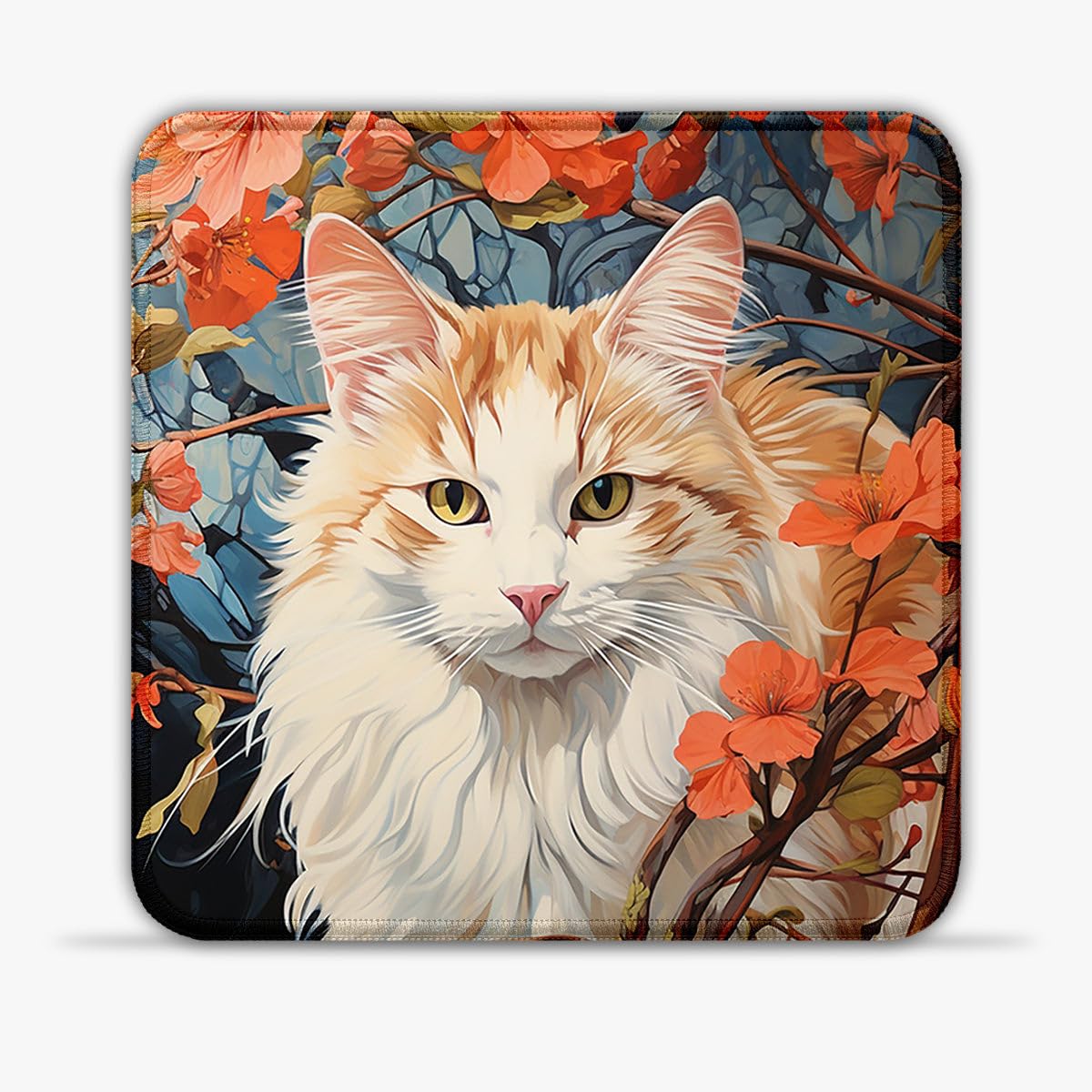 LJSPTU Alfombrilla de ratón para videojuegos con diseño de gato (11,8 pulgadas) duradera con bordes de licra superior Che N?hten y base de goma para un control preciso para juegos y oficina